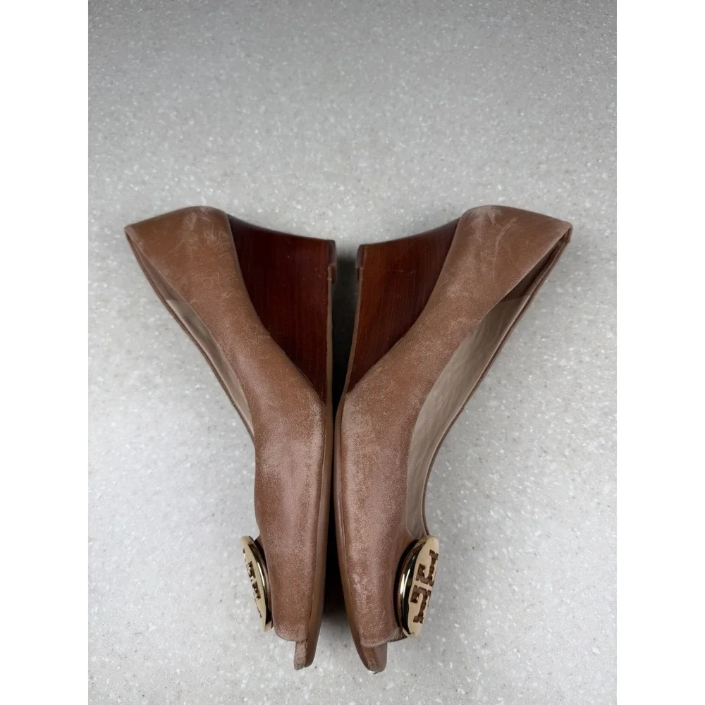 Tory Burch Sally Pebbled Leather Wedge Pumps Mismatched Right 8.5/Left 8